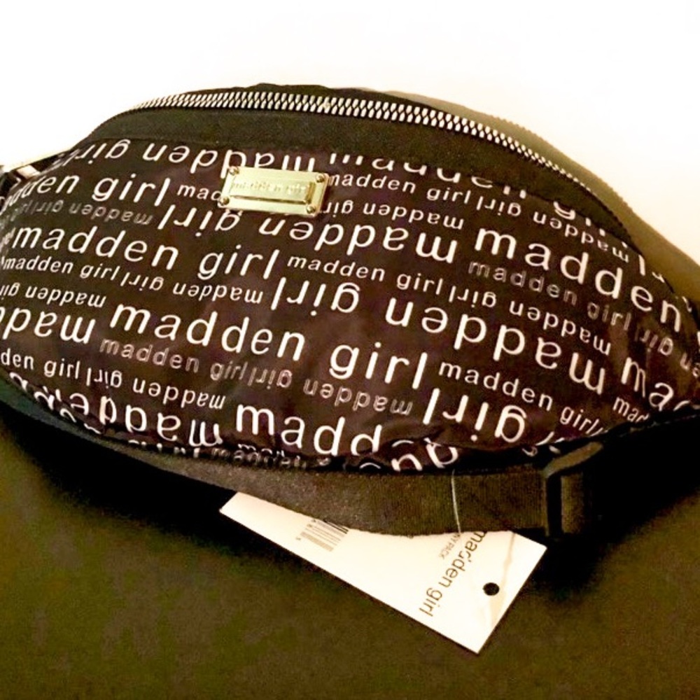 Madden Girl Black/ White Logo Waist Pack Bag